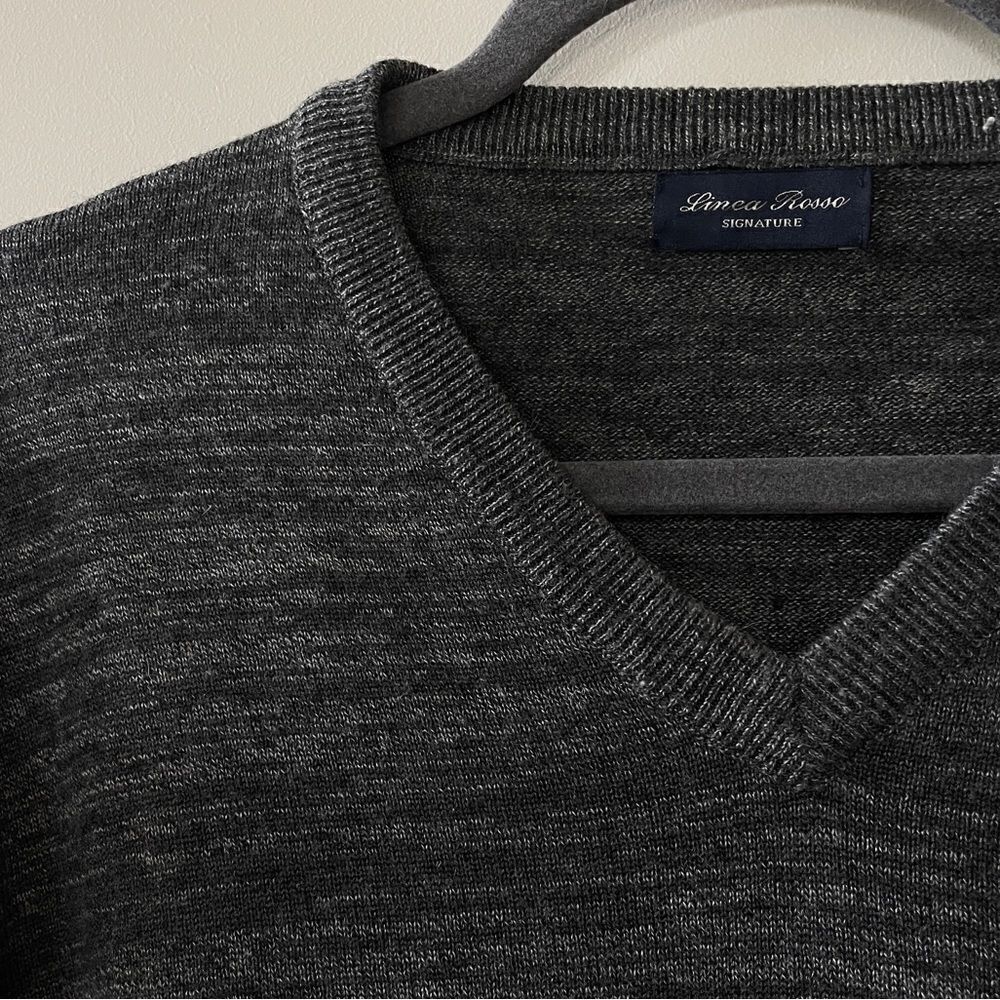LÍNEA ROSSA SIGNATURE Grey Merino Wool Sweater-L - Picture 5 of 11